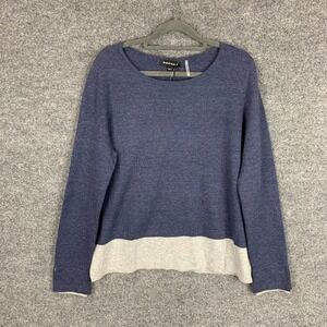 New‎ REPEAT Women blue Grey Colorblock Long Sleeve Sweater Top Size S
